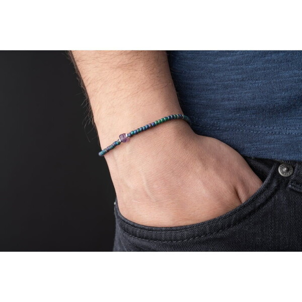 Ametist Taşı-Petrol Yeşili Renk Miyuki-Gümüş Bileklik