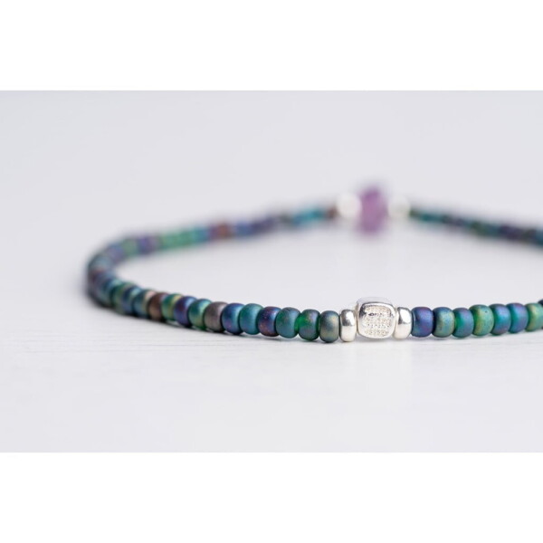 Ametist Taşı-Petrol Yeşili Renk Miyuki-Gümüş Bileklik