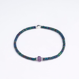 Ametist Taşı-Petrol Yeşili Renk Miyuki-Gümüş Bileklik