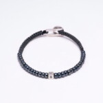 Antrasit Renk Miyuki Boncuk-925 Gümüş-Makrome Örgü Bileklik