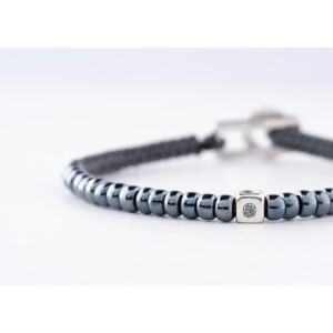 Antrasit Renk Miyuki Boncuk-925 Gümüş-Makrome Örgü Bileklik