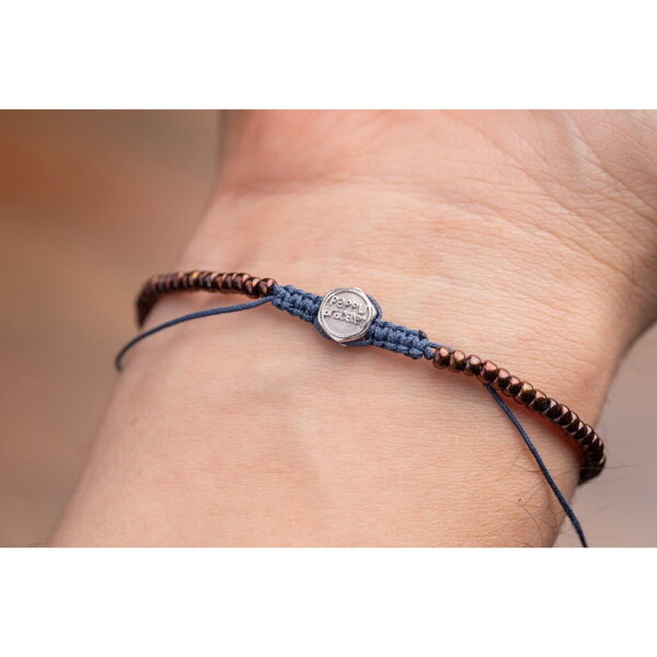 Aquamarin Taşı-Bronz Miyuki Boncuk-Gümüş Bileklik