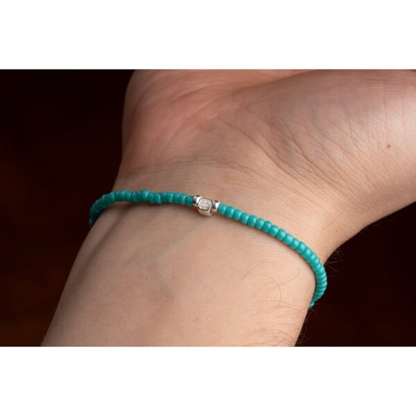 Aquamarin Taşı-Turkuaz Renk Miyuki-Gümüş Bileklik