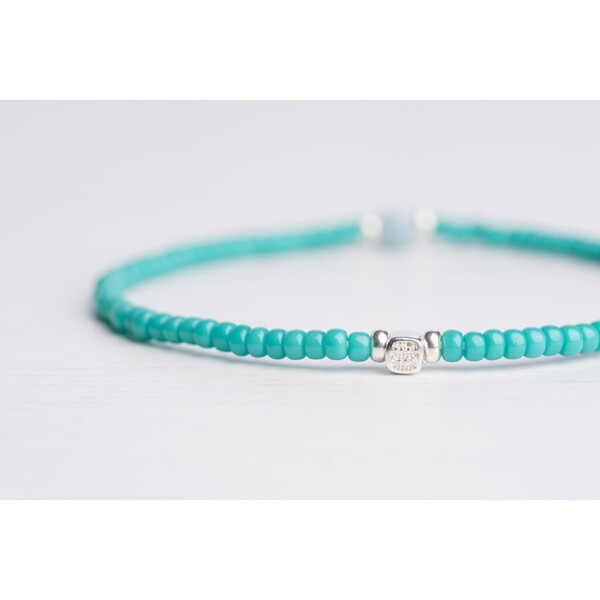 Aquamarin Taşı-Turkuaz Renk Miyuki-Gümüş Bileklik