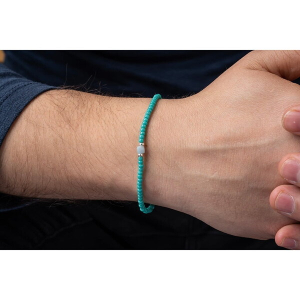 Aquamarin Taşı-Turkuaz Renk Miyuki-Gümüş Bileklik