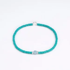 Aquamarin Taşı-Turkuaz Renk Miyuki-Gümüş Bileklik