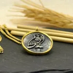 Baykuş Figürlü Kolye 14k Altın Kaplama ve 925 Okside Gümüş PB16121