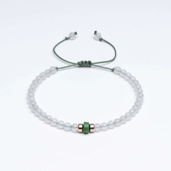 Doğal Taş + Gümüş 3mm Jade Beyaz Unisex Bileklik