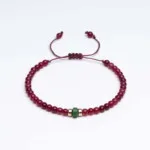 Doğal Taş - Gümüş 3mm Jade - Vişne Çürüğü Unisex Bileklik