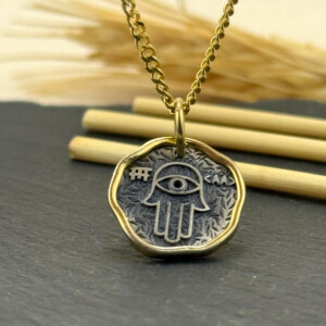 Fatma Ana Eli Kolye 14k Altın Kaplama ve 925 Okside Gümüş PB16139