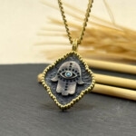 Fatma Ana Eli Kolye 14k Altın Kaplama ve 925 Okside Gümüş PB16139