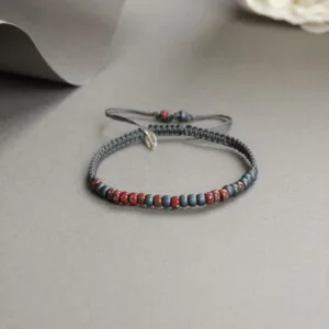 Gri Makrome Örgülü Miyuki Boncuklu Mors Kod Bileklik PB32814