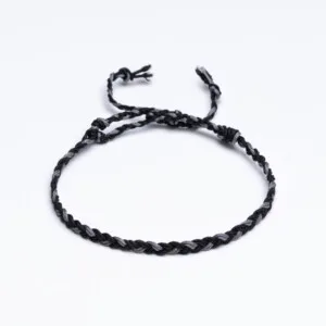Gri - Siyah Saç Örgü Bileklik - Sharadamba