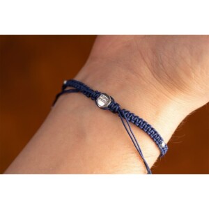 Gümüş + Paraşüt İpli İndigo Mavi Makrome Örgü Bileklik