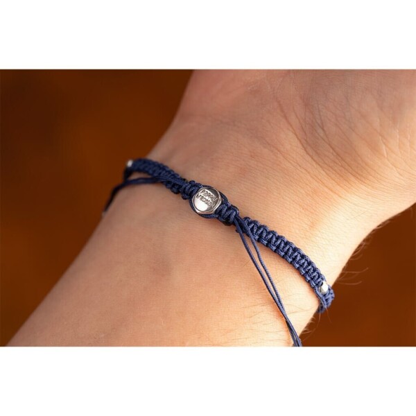 Gümüş + Paraşüt İpli İndigo Mavi Makrome Örgü Bileklik