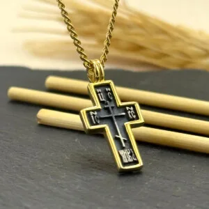 Haç Kolye 14k Altın Kaplama ve 925 Okside Gümüş PB16153