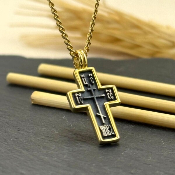 Haç Kolye 14k Altın Kaplama ve 925 Okside Gümüş PB16153