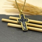 Haç Kolye 14k Altın Kaplama ve 925 Okside Gümüş PB16153