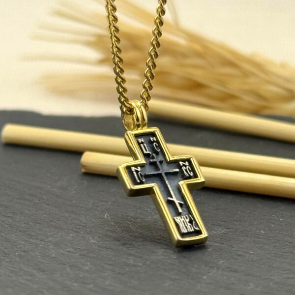 Haç Kolye 14k Altın Kaplama ve 925 Okside Gümüş PB16153