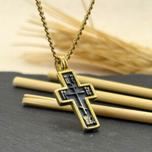 Haç Kolye 14k Altın Kaplama ve 925 Okside Gümüş PB16153