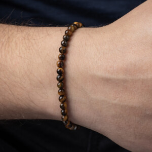 Kaplan Gözü Taşı - 925 Ayar Gümüş Bileklik - Yıldız