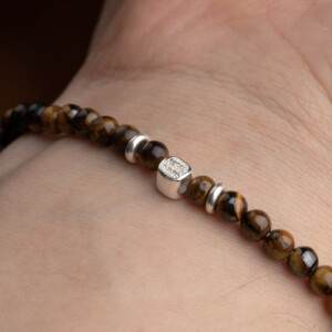 Kaplan Gözü Taşı - 925 Ayar Gümüş Bileklik - Yıldız