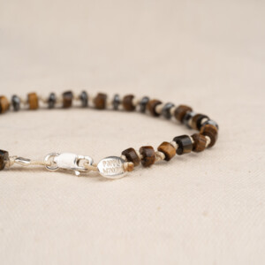 Kaplan Gözü ve Hematit Taşı - 925 Ayar Gümüş Bileklik - Düğüm