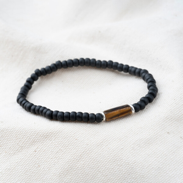 Kaplan Gözü Taşı - Miyuki Boncuklu Tamtur Bileklik - Gece