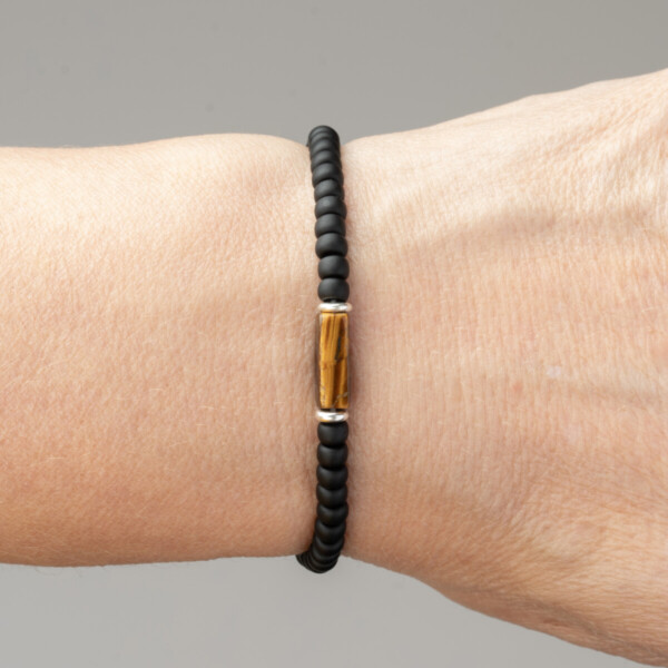 Kaplan Gözü Taşı - Miyuki Boncuklu Tamtur Bileklik - Gece