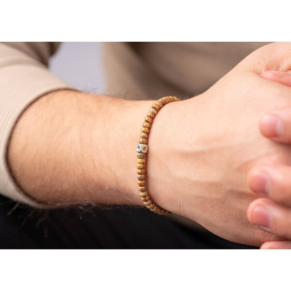 Kehribar Sarı Miyuki-925 Ayar Gümüş-Paraşüt İpli Makrome Bileklik