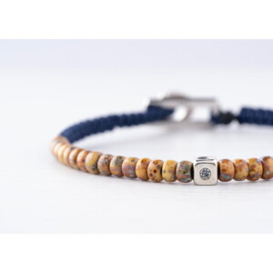 Kehribar Sarı Miyuki-925 Ayar Gümüş-Paraşüt İpli Makrome Bileklik