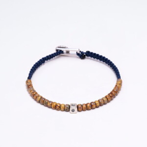 Kehribar Sarı Miyuki-925 Ayar Gümüş-Paraşüt İpli Makrome Bileklik