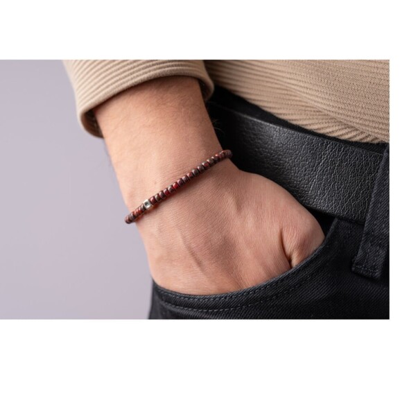 Kırçıllı Bordo Renk Miyuki Boncuk-925 Gümüş Bileklik