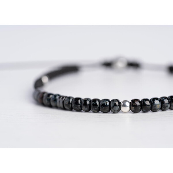 Kırçıllı Siyah Miyuki-Hematit Taşı-Gümüş Bileklik