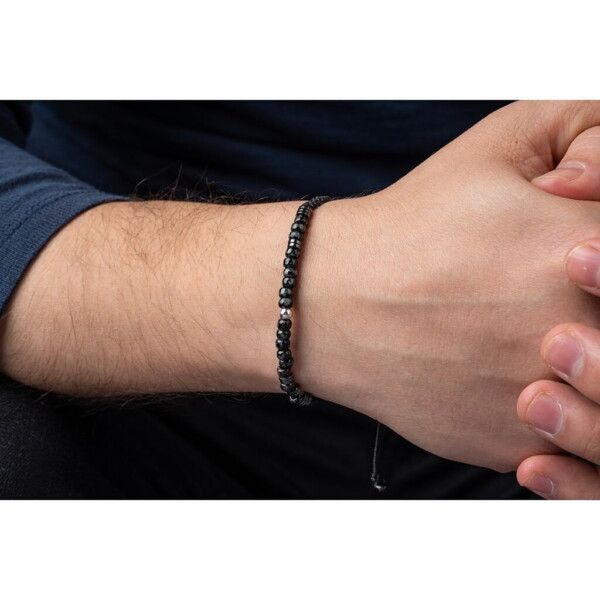 Kırçıllı Siyah Miyuki-Hematit Taşı-Gümüş Bileklik