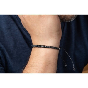 Kırçıllı Siyah Miyuki-Hematit Taşı-Gümüş Bileklik