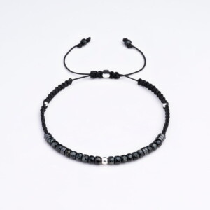 Kırçıllı Siyah Miyuki-Hematit Taşı-Gümüş Bileklik