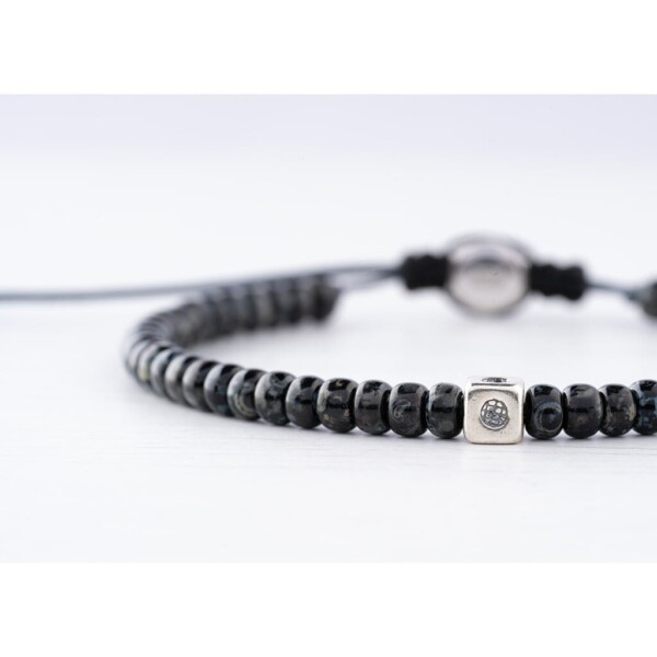 Kırçıllı Siyah Renk Miyuki Boncuk-925 Gümüş Bileklik