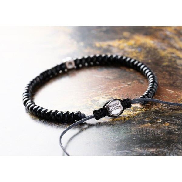 Kırçıllı Siyah Renk Miyuki Boncuk-925 Gümüş Bileklik