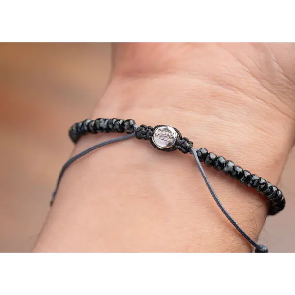 Kırçıllı Siyah Renk Miyuki Boncuk-925 Gümüş Bileklik