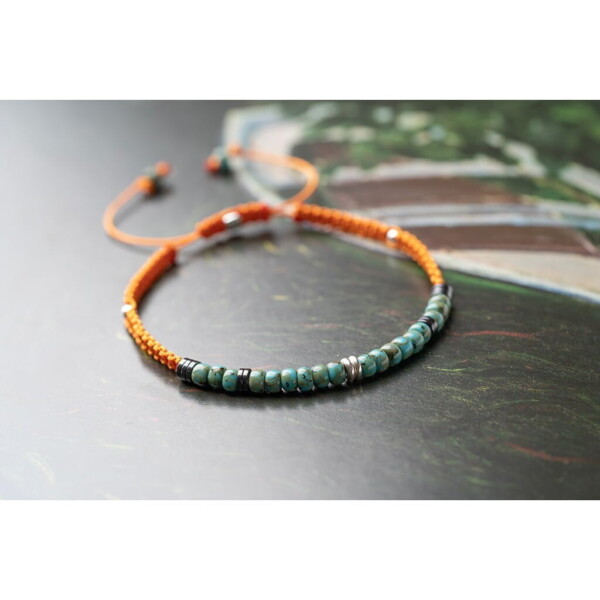 Kırçıllı Turkuaz Miyuki-Hematit Taşı-Gümüş Bileklik