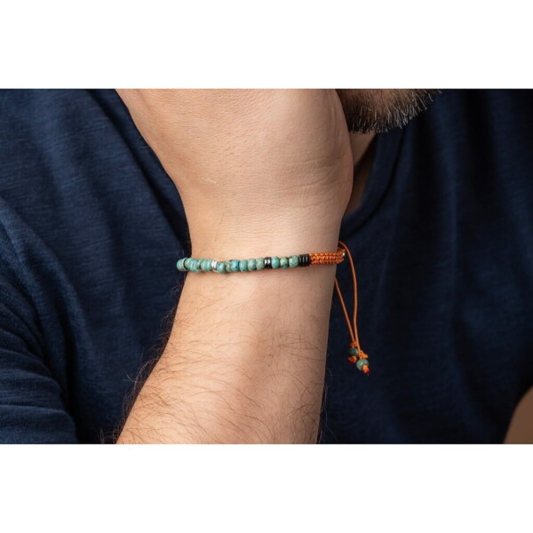 Kırçıllı Turkuaz Miyuki-Hematit Taşı-Gümüş Bileklik