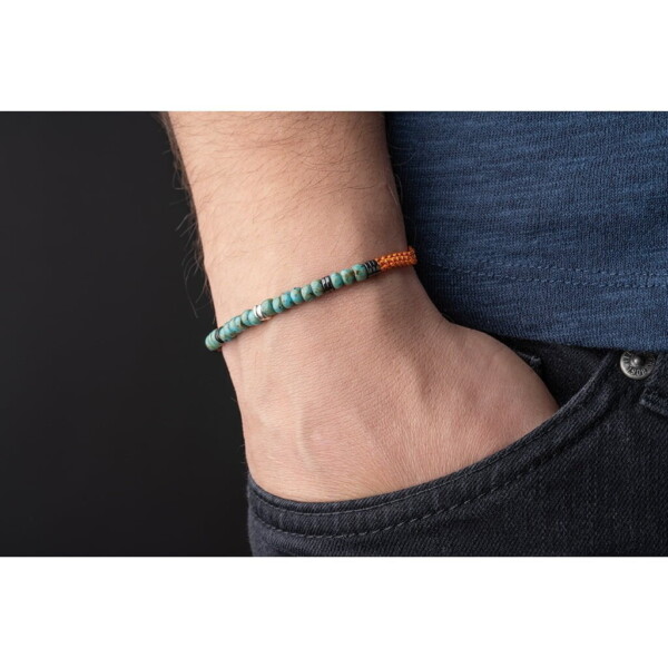 Kırçıllı Turkuaz Miyuki-Hematit Taşı-Gümüş Bileklik