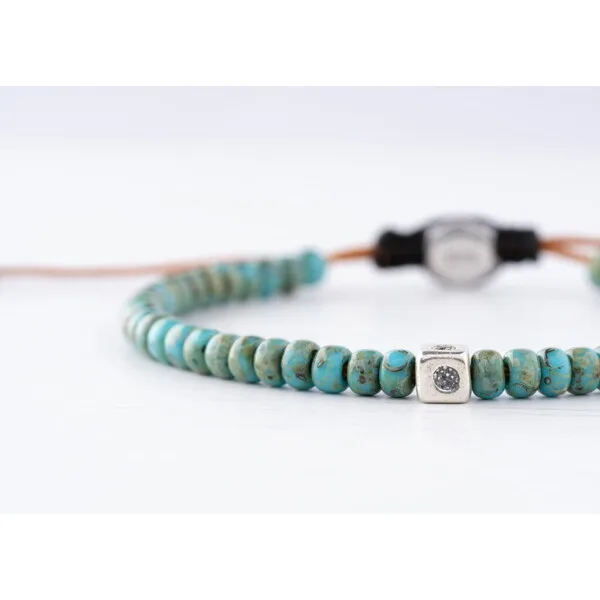 925 Gümüş Detaylı - Kırçıllı Turkuaz Miyuki Boncuklu Bileklik