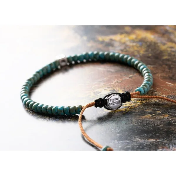 925 Gümüş Detaylı - Kırçıllı Turkuaz Miyuki Boncuklu Bileklik