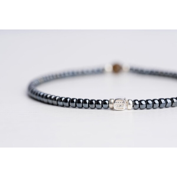Labradorit Taşı-Antrasit Renk Miyuki-Gümüş Bileklik