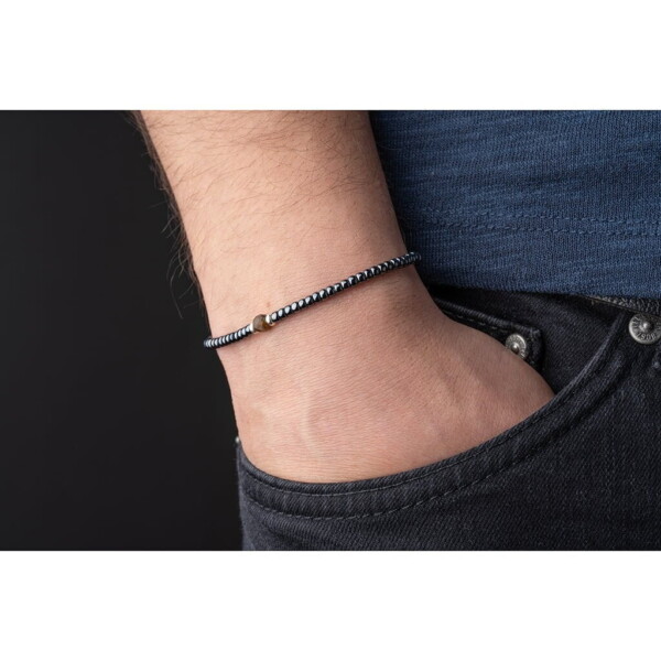 Labradorit Taşı-Antrasit Renk Miyuki-Gümüş Bileklik