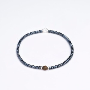 Labradorit Taşı-Antrasit Renk Miyuki-Gümüş Bileklik