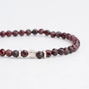 Lal Taşı - 925 Ayar Gümüş Tamtur Bileklik - Garnet