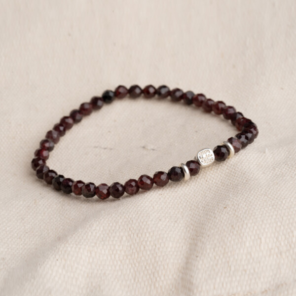 Lal Taşı - 925 Ayar Gümüş Tamtur Bileklik - Garnet